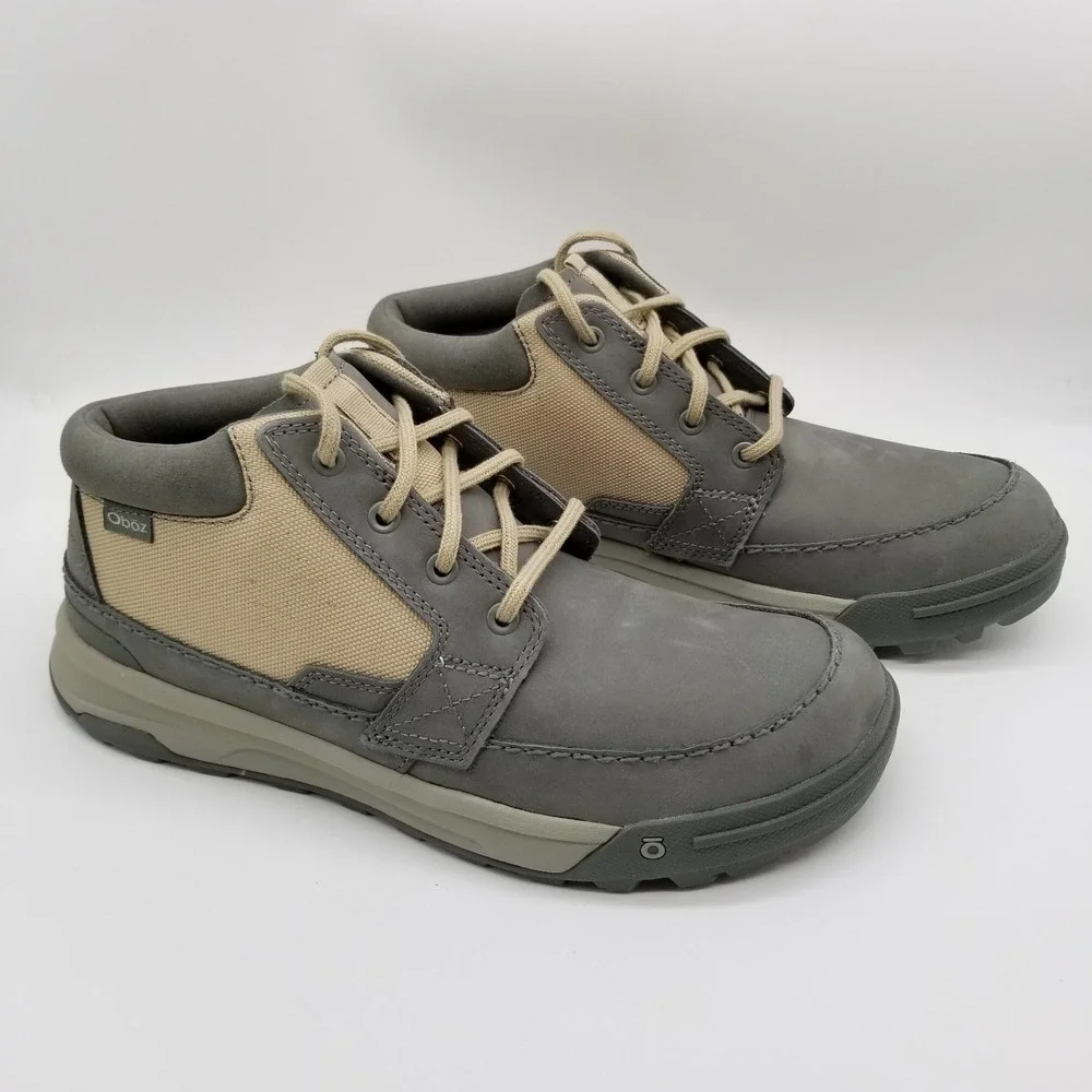 Oboz Footwear Men Burke Chukka Boots‎ Sz 9 Gray  Leather Gray Lace Up Ankle
